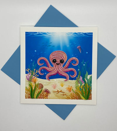 Hand Quilled Greeting Card Octopus #QC109