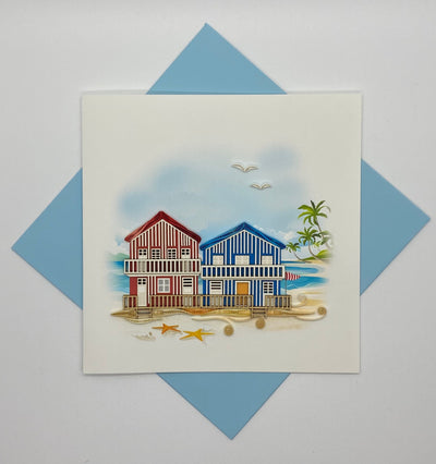 Hand Quilled Greeting Card Beach House #QC12011