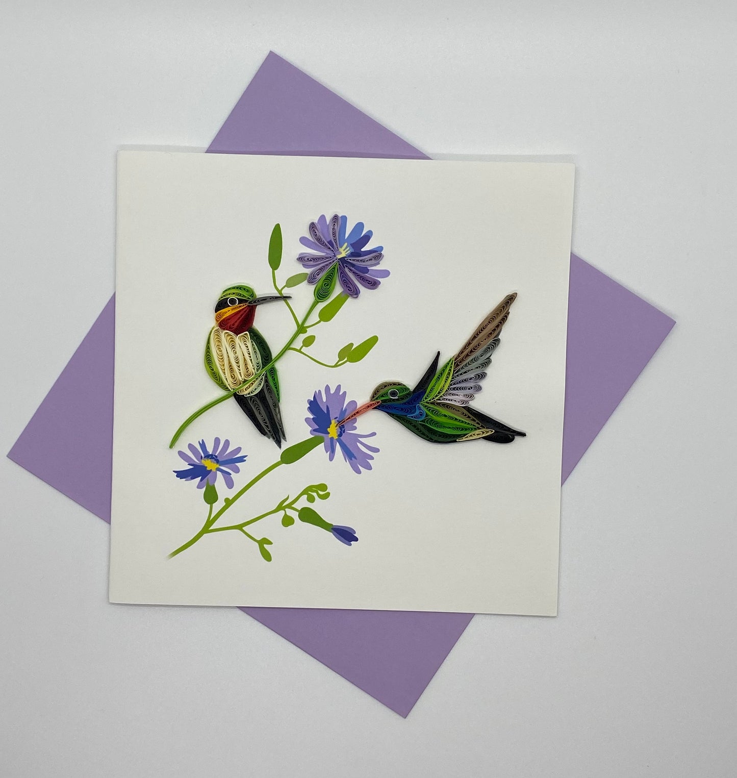 Hand Quilled Greeting Card Hummingbird #QC